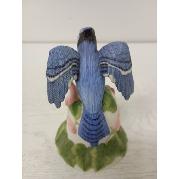 Vintage 2001 Avon Ceramic Blue Jay and Flower Bell Collectible Cottagecore - Picture 8 of 11